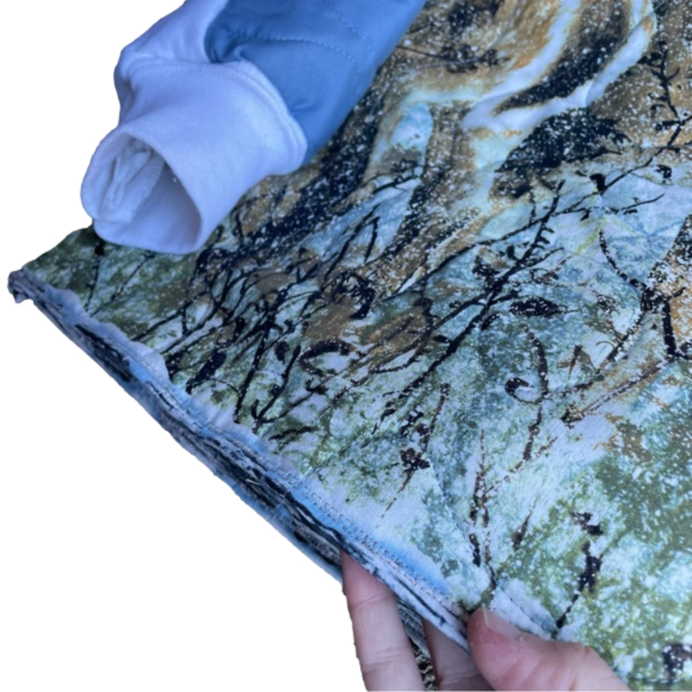 Quilted Patchwork Vintage 90s style Deer Hunting Buck Doe Winter Nature AOP L - Picture 5 of 8